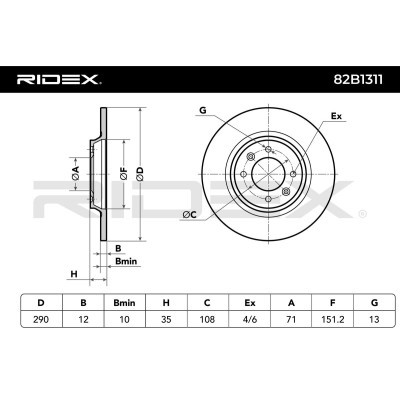 Bremsscheibe RIDEX 82B1311 82B1311 - foto 6