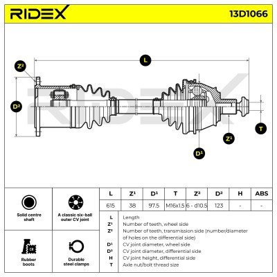 Antriebswelle RIDEX 13D1066 13D1066 - foto 7
