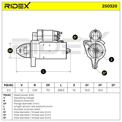 Anlasser RIDEX 2S0320 2S0320 - foto 7