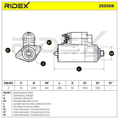 Anlasser RIDEX 2S0308 2S0308 - foto 7