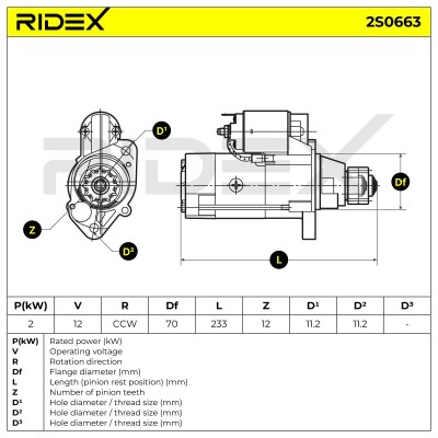 Anlasser RIDEX 2S0663 2S0663 - foto 7