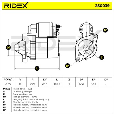 Anlasser RIDEX 2S0039 2S0039 - foto 6