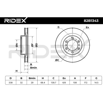 Bremsscheibe RIDEX 82B1343 82B1343 - foto 11