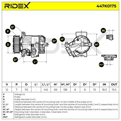 Kompressor, Klimaanlage SUZUKI 447K0175 - foto 12