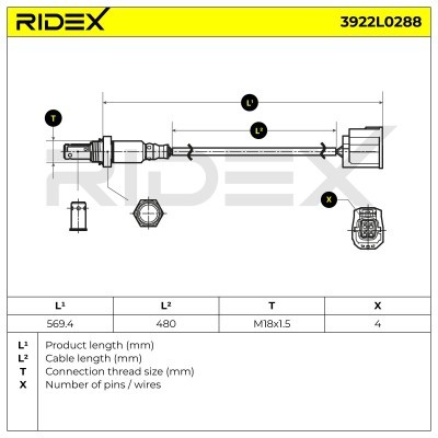 Lambdasonde RIDEX 3922L0288 3922L0288 - foto 5
