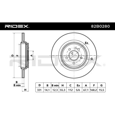 Bremsscheibe RIDEX 82B0280 82B0280 - foto 4