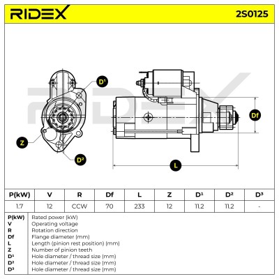 Anlasser RIDEX 2S0125 2S0125 - foto 7