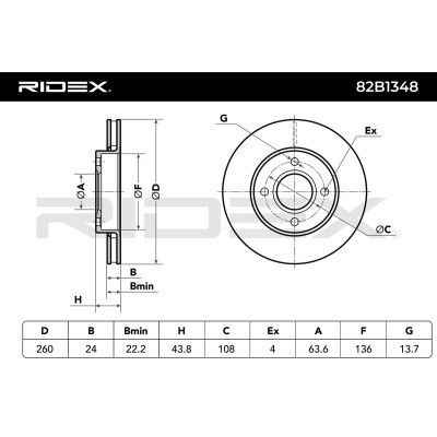 Bremsscheibe RIDEX 82B1348 82B1348 - foto 6