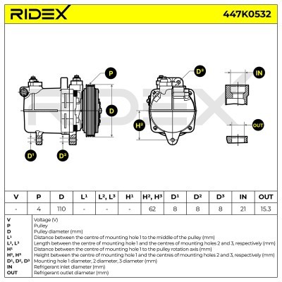 Kompressor, Klimaanlage SUZUKI JIMNY 447K0532 - foto 6