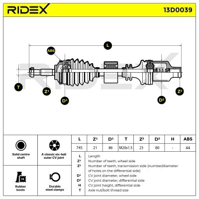 Antriebswelle RIDEX 13D0039 13D0039 - foto 6