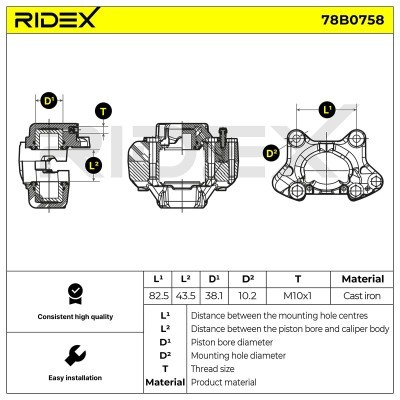 Bremssattel RIDEX 78B0758 78B0758 - foto 6