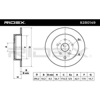 Bremsscheibe RIDEX 82B0149 82B0149 - foto 7