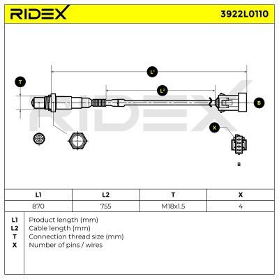 Lambdasonde RIDEX 3922L0110 3922L0110 - foto 6