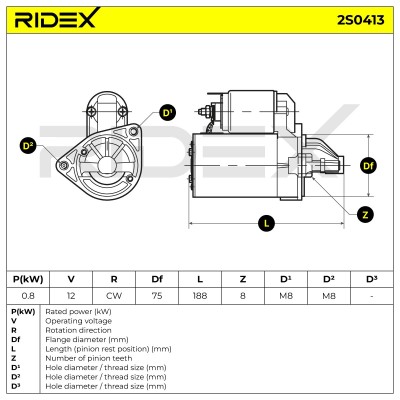 Anlasser RIDEX 2S0413 2S0413 - foto 7