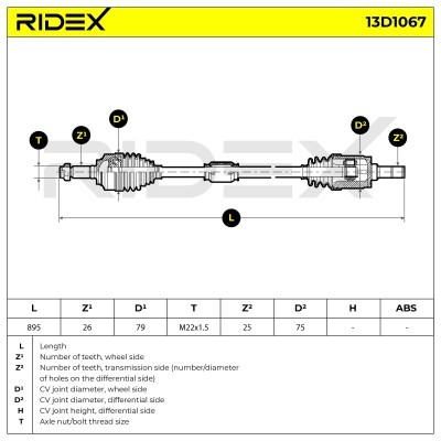 Antriebswelle RIDEX 13D1067 13D1067 - foto 7