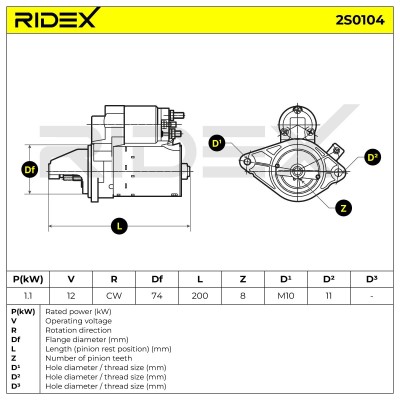 Anlasser RIDEX 2S0104 2S0104 - foto 6