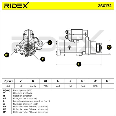 Anlasser RIDEX 2S0172 2S0172 - foto 6