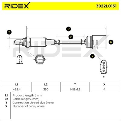 Lambdasonde RIDEX 3922L0131 3922L0131 - foto 7