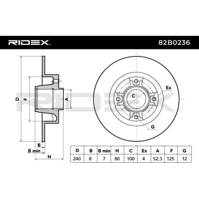 Bremsscheibe RIDEX 82B0236 82B0236 - foto 3