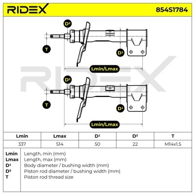 Stoßdämpfer RIDEX 854S1784 854S1784 - foto 8