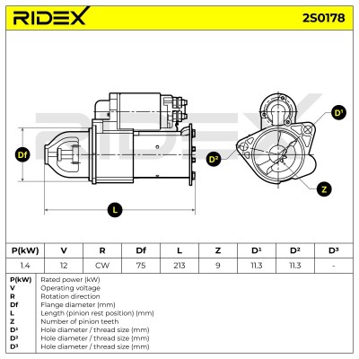 Anlasser RIDEX 2S0178 2S0178 - foto 7
