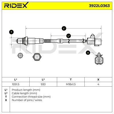 Lambdasonde RIDEX 3922L0363 3922L0363 - foto 6