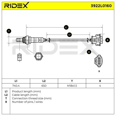 Lambdasonde RIDEX 3922L0160 3922L0160 - foto 6