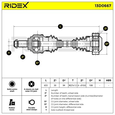Antriebswelle RIDEX 13D0667 13D0667 - foto 6
