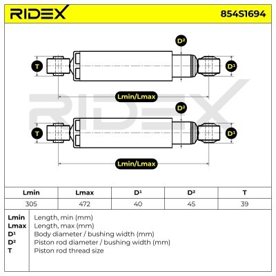 Stoßdämpfer RIDEX 854S1694 854S1694 - foto 6