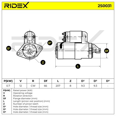 Anlasser RIDEX 2S0031 2S0031 - foto 7