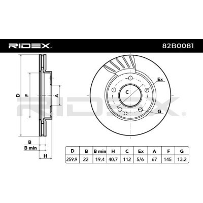 Bremsscheibe RIDEX 82B0081 82B0081 - foto 3