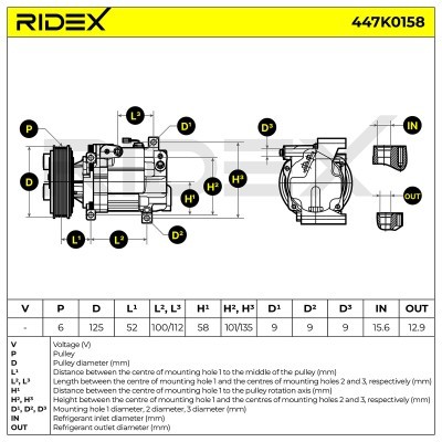 Kompressor, Klimaanlage MAZDA 3 (BK) 3 sedan (BK) 447K0158 - foto 5