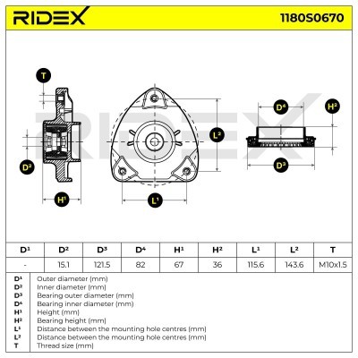Stoßdämpferkissen Vorderachse RIDEX 1180S0670 1180S0670 - foto 5