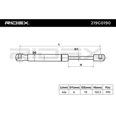 Gasfeder, Koffer-/Laderaum RIDEX 219G0190 219G0190 - foto 8