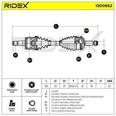 Antriebswelle RIDEX 13D0662 13D0662 - foto 7