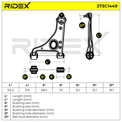 Querlenker RIDEX 273C1449 273C1449 - foto 6