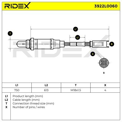 Lambdasonde RIDEX 3922L0060 3922L0060 - foto 5