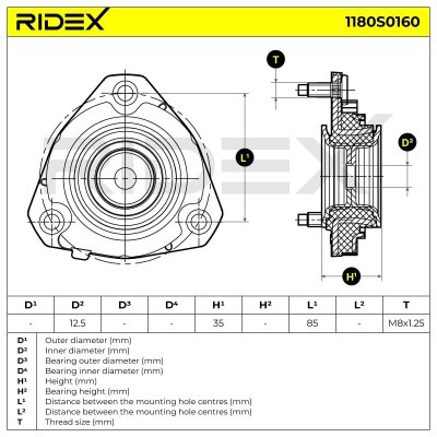 Stoßdämpferkissen Vorderachse RIDEX 1180S0160 1180S0160 - foto 6