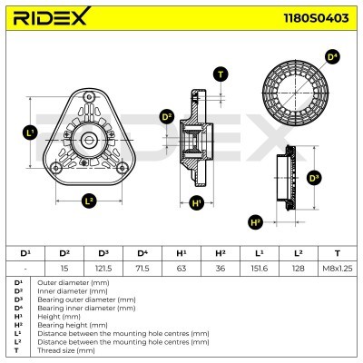 Stoßdämpferkissen Vorderachse RIDEX 1180S0403 1180S0403 - foto 5