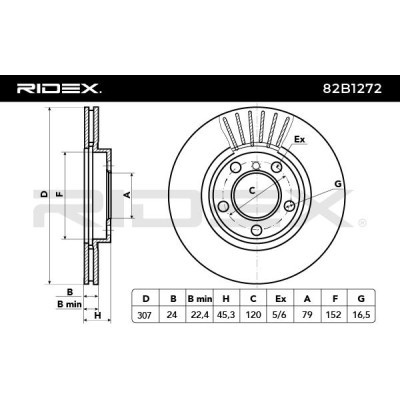 Bremsscheibe RIDEX 82B1272 82B1272 - foto 6