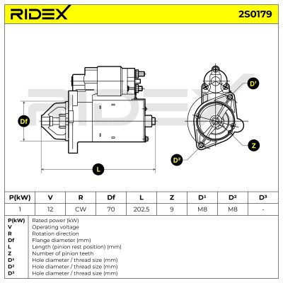 Anlasser RIDEX 2S0179 2S0179 - foto 7