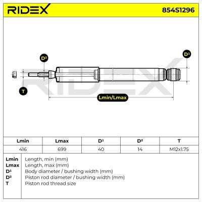 Stoßdämpfer RIDEX 854S1296 854S1296 - foto 7