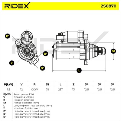 Anlasser RIDEX 2S0870 2S0870 - foto 7
