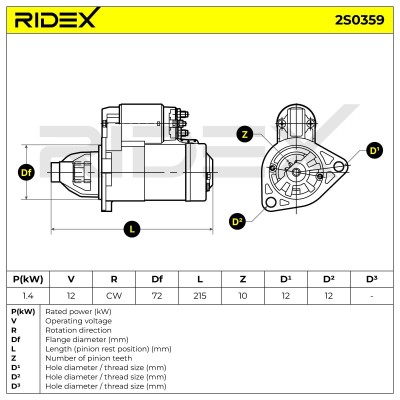 Anlasser RIDEX 2S0359 2S0359 - foto 6