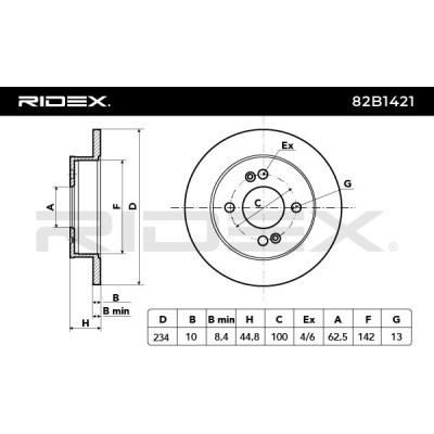 Bremsscheibe RIDEX 82B1421 82B1421 - foto 6