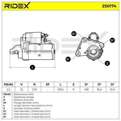 Anlasser RIDEX 2S0174 2S0174 - foto 6