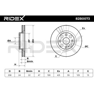 Bremsscheibe RIDEX 82B0073 82B0073 - foto 6