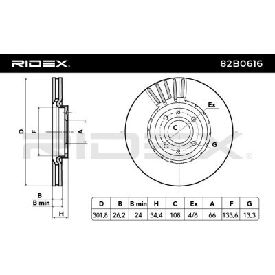 Bremsscheibe RIDEX 82B0616 82B0616 - foto 3
