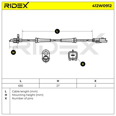 ABS Sensor RIDEX 412W0912 412W0912 - foto 5
