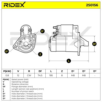 Anlasser RIDEX 2S0156 2S0156 - foto 7